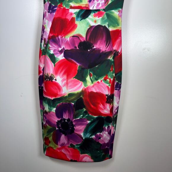 Calvin Klein Floral Sheath Dress Vibrant Romantic Artsy Colorful Feminine 2 Bold - Picture 5 of 13